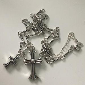 chrome hearts inspired double cross gothic necklace